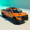 Orange RAM Pickup Truck With Black Roof Off Road Style And Alloy Wheels