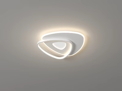 Modern White Ceiling Light With Circular LED Strips And Soft Illumination 3d model