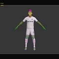 Man in White Jersey With Gazoo Logo Number 10 Yellow Cleats Arms Outstretched Gray Background