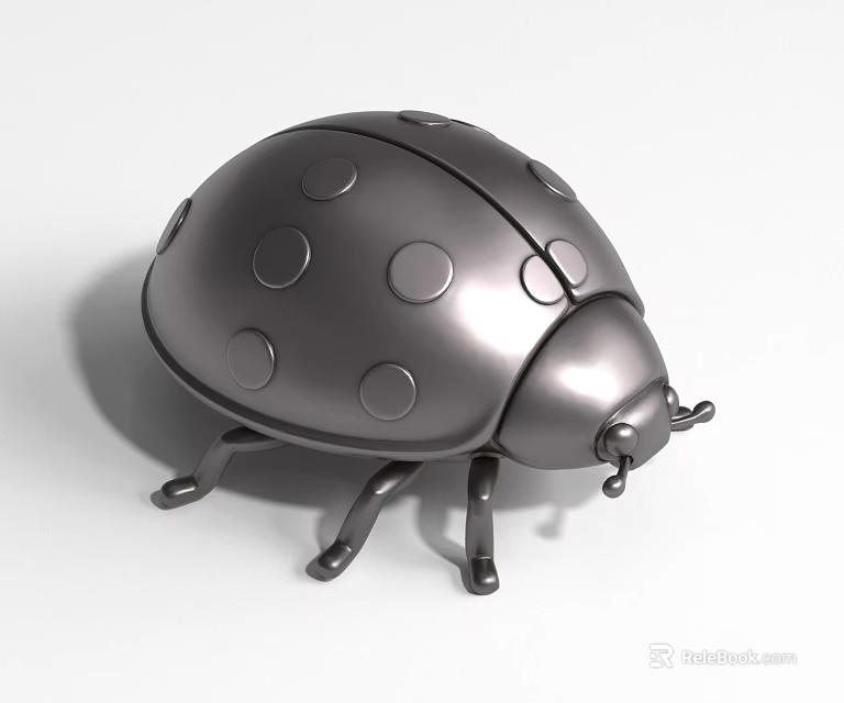 Outdoor Modern Metal Ladybug Landscape Sculpture With Polished Surface And Spots 3d model 