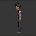 Game Film Character Boy Wearing Red Black Striped Sweater Blue Jeans Standing Pose