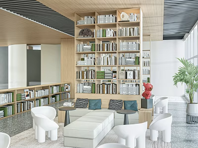 Book Art Modern Interior Design With Full Bookshelves Comfortable Sofa And Art Decor 3d model