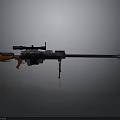 Tactical Black Rifle With Orange Grip Scope Tripod Stand And Long Barrel