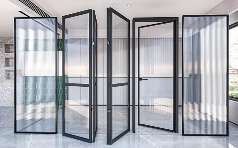 Modern folding door Changhong glass sliding door Changhong glass folding door Changhong glass partition glass door 3d model