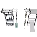 Outdoor Fitness Equipment With Climbing Net Hanging Rings Ladder And Platform