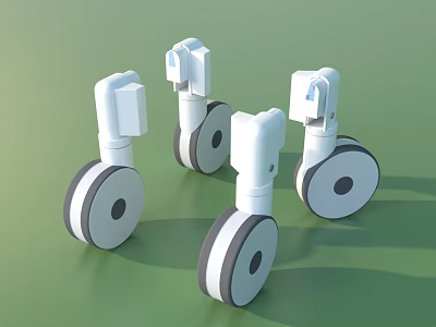 Small White Mobile Robots Featuring Wheels On Green Background Scene 3d model