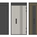 Modern Security Doors With Three Color Options Vertical Stripes And Handle 3d model