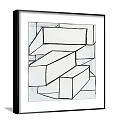 Black And White Abstract Painting With Geometric Intersecting Lines Framed Art