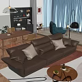 Modern Living Dining Room Design With Brown Sofa Dining Table Rug And Floor Lamp