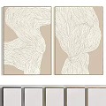 Modern Abstract Line Art Picture Frames With Beige Background And White Patterns 3d model