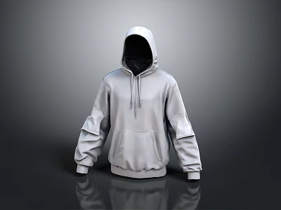 Stylish Gray Hooded Sweatshirt With Loose Fit And Practical Pockets For Daily Use 3d model