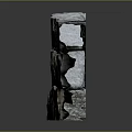 Natural Stone And Wood Outdoor Structure With Weathered Surface And Mossy Reflections