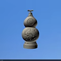 Ornate Decorative Gourd Shaped Architectural Component With Intricate Carvings And Base