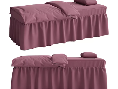 Purple Massage Bed With Soft Mattress Pillow And Ruffled Skirt Design 3d model