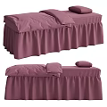 Purple Massage Bed With Soft Mattress Pillow And Ruffled Skirt Design