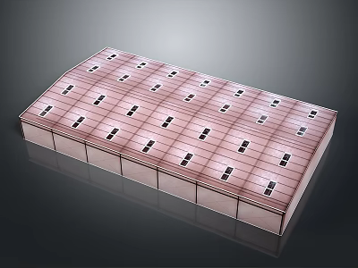 Structured Rectangular Panel With Uniform Grid Units Reflective Surface And Supporting Sections 3d model