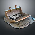 Rusted Metal Bucket With Grate Structure Resting On Dirt And Stone Surface