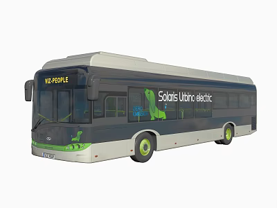 VIA FOBILE Solis Urban Electric Bus With Green Dinosaur Design For Urban Transport 3d model
