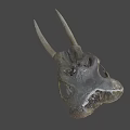 Ancient Dinosaur Skull Fossil With Prehistoric Bone Structure And Detailed Texture
