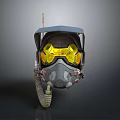 Futuristic Tactical Helmet With Yellow Goggles Gray Frame And Breathing Tube