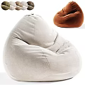 Cozy Brown and White Velvet Bean Bag Chair for Living Room Seating
