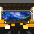 Elegant Hotel Lobby Interior Design With Large Screen Sofa Seating And Ambient Lighting 3d model