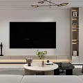 Modern Living and Dining Room Interior With Sofa Coffee Table Chandelier Green Plant and Area Rug
