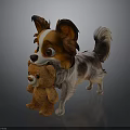Cute Papillon Dog Snuggling With Brown Teddy Bear Stuffed Toy