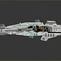 Detailed Futuristic Spaceship Model in White and Teal Sci Fi Design