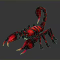 Red Shiny Scorpion With Sharp Claws And Curled Tail On Dark Background
