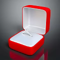 Sparkling Diamond Ring Displayed In Open Red Jewelry Box With White Interior 3d model