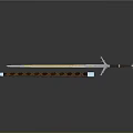 Decorative Sword with Yellow Ornate Blade Brown Hilt and Carved Scabbard
