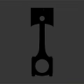 Mechanical Engine Piston Component with Cylindrical Head and Metal Connecting Rod