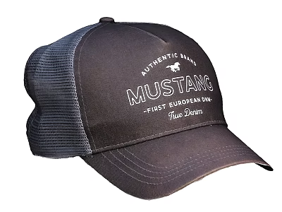 Black Mesh Back Trucker Hat With MUSTANG Logo Authentic Mane 1965 European Tour 3d model