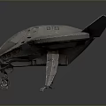 Futuristic Spacecraft 3D Model With Dual Circular Thrusters And Landing Gear