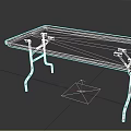 Rectangular Foldable Table With Wooden Top And Metal Legs Design 3d model