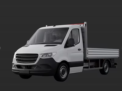 White Commercial Van Featuring Flatbed Cargo Space And Modern Exterior Design 3d model