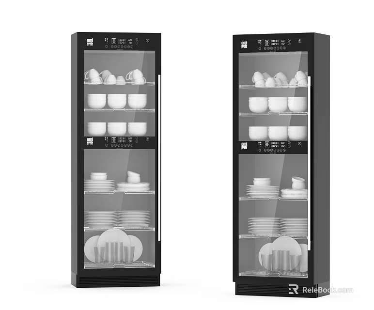 Black Kitchen Sterilizer Cabinets With Dishes And Bowls For Home Use 3d model 