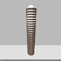 Cylindrical Floor Lamp with Layered Brown and White Stripes and White Top Design