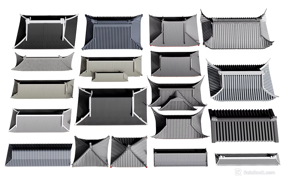 Diverse Architectural Components With Various Patterns Textures And Design Styles For Buildings 3d model 