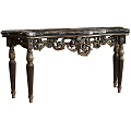 Ornate Classic Console Table Design With Carved Details And Decorative Marble Top