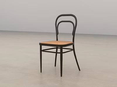 Modern Black Frame Leisure Chair With Woven Rattan Seat For Indoor Living Space 3d model