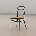 Modern Black Frame Leisure Chair With Woven Rattan Seat For Indoor Living Space