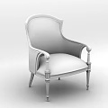 Classical Armchair With Dark Wooden Carved Frame And Cream Gold Dots Pattern Fabric