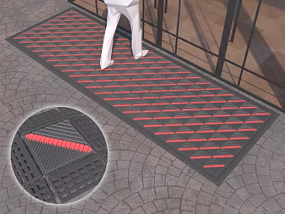 Stylish Carpet Red Black Striped Design Entrance Anti-Slip Durable Floor Mat 3d model