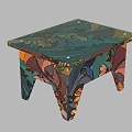 Colorful Kids Table With Transparent Glass Top And Floral Patterned Legs