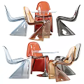 Modern Colorful Dining Table Set with Transparent Acrylic Chairs and Round Top