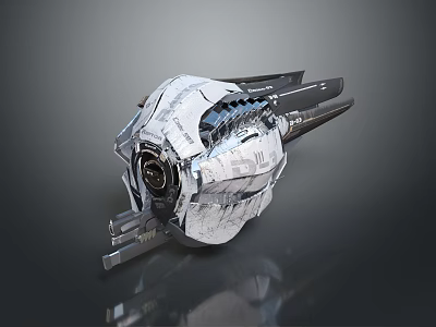 Futuristic Mechanical Sci Fi Device With White Metallic Finish And Intricate Geometric Structure 3d model