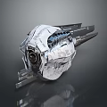 Futuristic Mechanical Sci Fi Device With White Metallic Finish And Intricate Geometric Structure