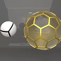 White Sphere With Black Line And Gold Hexagonal Grid Transparent Large Sphere